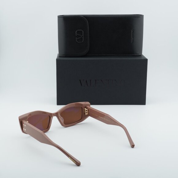 Valentino V-QUATTRO VLS-109H Sunglasses Caramel Rectangle Frame, Brown Lenses - Picture 12 of 12